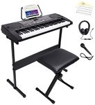 JUAREZ Octavé JRK661 61-Key Electronic Keyboard Piano with LED Display | Adapter | Key Note Stickers | Mic |Music Sheet Stand | JAK100 Keyboard Bench | JAK200 Piano Keyboard Stand