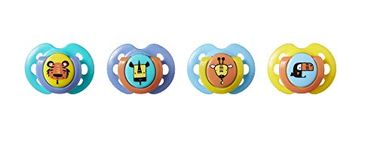 TOMMEE TIPPEE Fun Style Pacifiers, Symmetrical Design, Bpa-Free Silicone Binkies, 0-6M, 4 Count,Multi-Colored