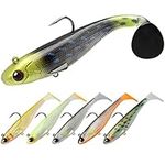 TRUSCEND Pre-Rigged Jig Head Soft Fishing Lures, Paddle Tail Swimbaits for Bass Fishing, Shad or Tadpole Lure with Spinner, Premium Fishing Bait for Saltwater Freshwater, Trout Crappie Fishing