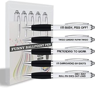 PopManko Funny Rude Novelty Ballpoint Pens Gifts for Work Colleague, Sucks Pen Set for Adults Women Men Office Birthday or Leaving Funky Stationery Quirky, Black, Silver (5 Packs)