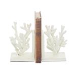 Deco 79 Metal Coral Bookends, Set of 2 5"W, 7"H, White