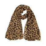 sourcing map Leopard Cheetah Print Chiffon Women Neck Wrap Stole Shawl Scarf