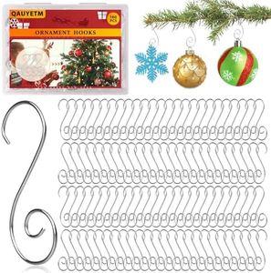 QAUYETM 160 Pcs Christmas Ornament Hooks Silver S-Shaped Christmas Ornament Hangers with Storage Box Christmas Tree Hooks for Ornaments, Xmas Ornament Hangers for Christmas Tree Decoration