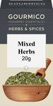 GOURMICO Mixed Herbs, A Blend of Marjoram, Thyme, Parsley and Rosemary. An Ideal Herb for Pasta, Pizza, Sauces & Stews, Suitable for Vegetarians and Vegans, 20g Pack