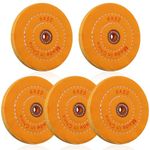 AOKLIT Buffing Polishing Wheel 6 Inch(50Ply) for Bench Grinder with 1/2'' Center Arbor Hole, 5 Pcs Yellow Buffing Wheels for Jewelry, Glass, Tools, Metal and More