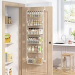 Over the Door Pantry Organizer Rack, Astraio 6 Baskets Pantry Door Organization and Storage, Heavy-Duty Metal Kitchen Spice Rack Over Door Can Organizer