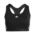 adidas Powerreact Training 3-Stripes Medium Support (Plus Size) Workout Bra Sports Bra Women Black/White