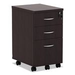 Alera ALEVA572816ES 15.88 in. x 20.5 in. x 28.38 in. Valencia Series 3-Drawer Mobile File Pedestal - Espresso