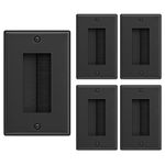 Iwillink Brush Wall Plate (5 Pack), Cable Pass Through Insert for Wires, Single Gang Cable Access Strap, Wall Socket for HDTV, Home Theater Systems - Black