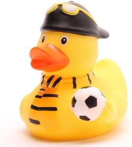 Duckshop I Aficionado al fútbol Negro/Amarillo I Patito de Goma I L: 8cm