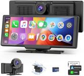 Wireless Car Play Screen for Car, 1080P Backup Camera 4K Dashcam, 10.26in Compatible with Apple CarPlay Android Auto Digital Media Player Receiver, GPS Navigation/Voice Control/TF Card/Mirror Link