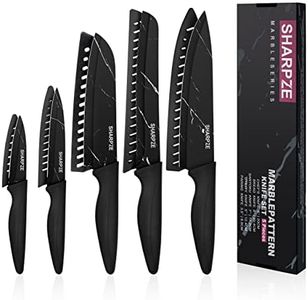 Kitchen Knife Set of 5 | Ultra Sharp Stainless Steel Blade I Kitchen Knives with Ergonomic Handle & Sheaths Include Paring, Utility, Santuko, Bread, Chef Knife & eBook