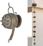 Jemeni 60" H Teapot & Cups Rain Chime with Bell, Outdoor Hanging Decor, Patina…