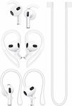 Anti-Slip Hooks Compatible with AirPods 3, Ergonomic Silicone Wings Tips 360 Degrees Rotation Adjustable Ear Hooks & Strap Non-Slip Sport Holder Compatible with AirPods 3rd [4 in 1] White