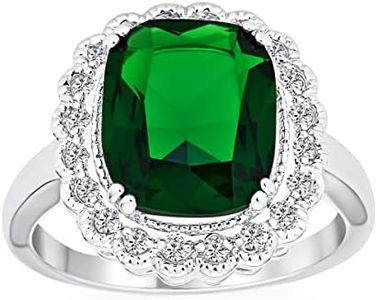 Bling Jewelry Personalizza Anello Statement Cocktail Stile Art Deco Taglio Smeraldo Simulato Pavè AAA CZ Grande Rettangolo Moda Personalizzabile Placcato Argento per Donne