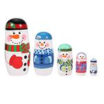 5pcs Nesting Dolls Multifunctional Christmas Handpainted Cute Wooden Matryoshka Dolls Collectible Dolls Russian Nesting Dolls Set Home Decoration(02)