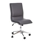 Flash Furniture Madigan Task Office Chair - Luxurious Gray LeatherSoft Upholstery - Padded Mid-Back and Seat - Height Adjustable Chrome Base - Armless