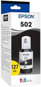 EPSON 502 EcoTank Ink Ultra-high Capacity Bottle Black Works with ET-2750, ET-2760, ET-2850, ET-3750, ET-3760, ET-3850, ET-4850, and other select EcoTank models