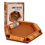 Upgraded 1-6 Players Shut The Box Dice Game, Wooden Board Table Math Game with 16 Dice, Shut-The-Box Rules, Gift Box Packed, Board Game for Kids Adults, Family Classroom Home Party