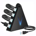 JoyReken 4-Port USB 3.0 Hub, FlyingVHUB Vertical Data USB Hub with 2 ft Extended Cable, for Mac, PC, Xbox One, PS4, PS5, iMac, Surface Pro, XPS, Laptop, Desktop, Flash Drive, Mobile HDD