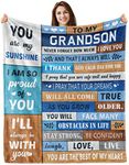 Grandson Gifts from Grandma Grandpa,to My Grandson Blanket 60”x50”,Grandson Birthday Gifts,Gifts for Grandson from Grandma Grandpa,Valentines Day Birthday Graduation for Grandson