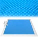 Outvita Solar Pool Cover, 8 Mil Blue Heavy Duty Rectangle Solar Blanket Heaters for Above-Ground and In-Ground Pools(12' x 24')