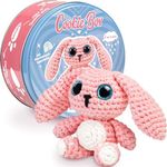 Cookie Box Crochet Kit for Beginners - Learn to Craft Amigurumi Stuffed Animals - Knitting Gift for Kids (13+) and Adults - Beginner-Friendly Yarn - Stitch-by-Stitch Video Tutorial - Bunny Lola