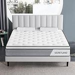 Full Mattress,S SECRETLAND 10 Inch Mattress Gel Memory Foam 7 Zone Infused Single Mattress with Pocket Spring Medium Firm Mattress Full in Box Designed to Deep Sleep CertiPUR-US Certified