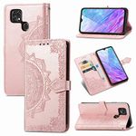 Ranyi ZTE ZMax 10 Case, ZTE Z6250 Case, Mandala Flower Pattern Wallet Case with Credit Card Holder Kickstand Feature Leather Flip Folio Magnetic Wallet Case for ZTE ZMax 10 / ZTE Z6250 -Rose Gold