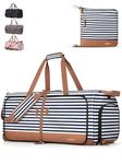 Lekesky Large Foldable Travel Duffe Bag - 80L Waterproof Holdall Luggage Bag with Shoes Compartment, Weekend Overnight Sports Bag for Women and Men(Striped, 72 * 33 * 34cm)