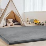 Baby Play Mat– 50"X50" Soft Rug Mat for Floor, Memory Foam Crawling Rug for Babies, Toddlers, Kids – 1.3" Thick, Nursery & Playroom Area Tatami Mats,Gery