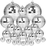 MARFOREVER 40 PCS Mirror Disco Balls Christmas Decor Reflective Glass Mirror Ball Ornaments Hanging Disco Ball with Rope for Halloween Xmas Wedding Birthday Holiday Party Decorations (1.2/2/3.2/4 in)