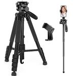 75" Camera Tripod, 2 in 1 Portable Lightweight Travel Tripod &Monopod with Carry Bag and Phone Holder, Compatible with DSLR SLR Cameras Cell Phone Spotting Scopes…