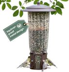 Perky-Pet Squirrel-Be-Gone Max Bird Feeder with (4) Flexport Feeding Stations - Squirrel-Proof Metal Hanging Feeder for Outdoors, Weight-Activated Ladder-Style Perches, 4lb Seed Capacity, 334-1SR