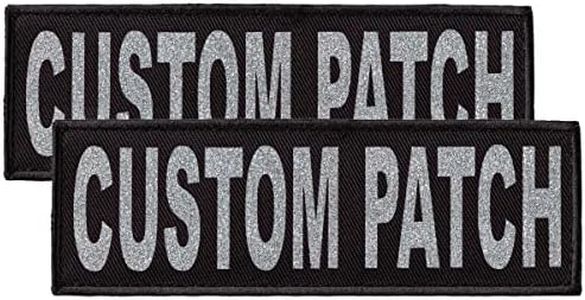 Dogline Custom Patch with Glitter Letters for Dog Vest Harness or Collar Customizable Bling Text Personalized Patches with Hook Backing Name Agility Service Dog ESA 2 Patches Z Silver Text