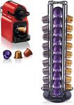 Miuly Coffee Capsule Holder, Compatible with Nespresso Classic Pods 40pcs, Coffee Capsule Storage, Organiser & Dispenser, Rotating Tower Wire Rack, Black