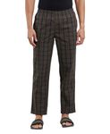 Jockey 9009 Men's Super Combed Cotton Satin Weave Fabric Regular Fit Checkered Pyjama with Side Pockets_Black Olive_M