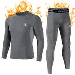 MEETWEE Men's Thermal Underwear Set, Winter Long Sleeve Base Layer Quick Dry Long Johns Compression Suit for Workout Skiing Running Hiking, Grey, L