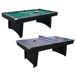 7ft Multi Games Table 2 in 1 Pool Snooker Billiards Table and Table Tennis in Black With All Accessories, Great for Kids and Adults (Red)