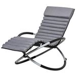 Outsunny Metal Orbital Rocking Chair Folding Lounger Anti-drop with Padded Mat Removable Design 145x74x86cm Black Grey