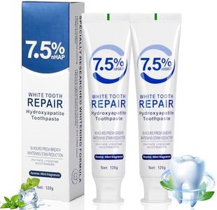 Dentifrice à l'hydroxyapatite, dentifrice à l'hydroxyapatite, dentifrice à l'hydroxyapatite sans fluor, protège l'émail, rafraîchit l'haleine et nettoie les dents en douceur (lot de 2)