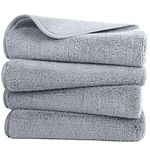 Polyte Quick Dry Lint Free Microfiber Hand Towel, 16 x 30 in, Set of 4 (Grey)