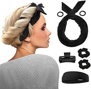 Heatless Hair Curler For Long Hair Curls - 61" Extra Long Heatless Curling Rod Headband, Velour No Heat Curling Ribbon Kit You Can Sleep In Soft Cotton Curling Ribbon Overnight For Women(Black)