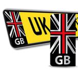 SkinoEu® 2 x Vinyl GB Badge Car Number Plate Silver Self-Adhesive Stickers Union Jack UK Decals QV 45