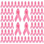 WANDIC 100 Pcs Pink Awareness Ribbon Pre-Cut Breast Cancer Awareness Ribbons for Women