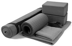 BalanceFrom GoYoga 7-Piece Set - with Carrying Strap, 2 Yoga Blocks, Mat & Hand Towel, Yoga Strap, Knee Pad ( 1/4 Inch-Thck Mat)