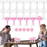 28 Pcs Prosecco Table Tennis Game Set Include 22 Plastic Cups and 6 Balls for Bachelorette Party Girls Night, Birthday, Bridal Shower Game