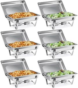 Wilprep Chafing Dishes Food Warmers with Pans Chafing Fuel Chafing Dish Set 9L Rectangular Stainless Steel Buffet Warmer 6 Packs for Buffets Caterings Parties Buffet Server Warming Tray (6Packs)