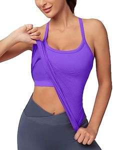 MathCat Workout Tank Tops for Women with Built in Bra, Sleeveless Gym Tops Seamless Racerback Athletic Yoga Shirts Purple