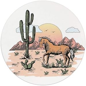 QUICQOD Retro Western Country Cowboy Cowgirl Horse Desert Mouse Pad 8.7 x 8.7 Inches,Non-Slip Rubber Base Mousepads for Home Office College Dorm Desk Decor,Preppy Gifts for Teen Girls Boys Coworkers